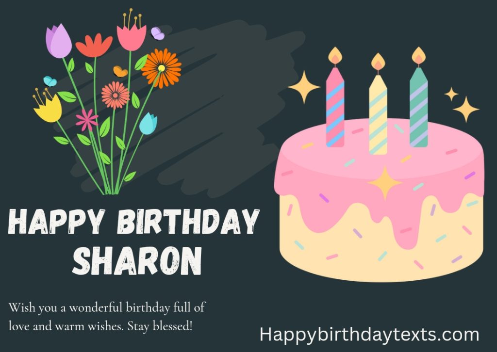 An image wishing Sharon a happy birthday