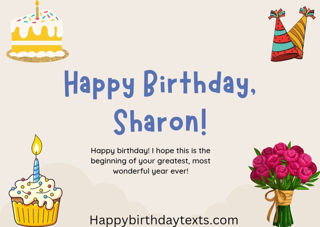 An image wishing Sharon a happy birthday