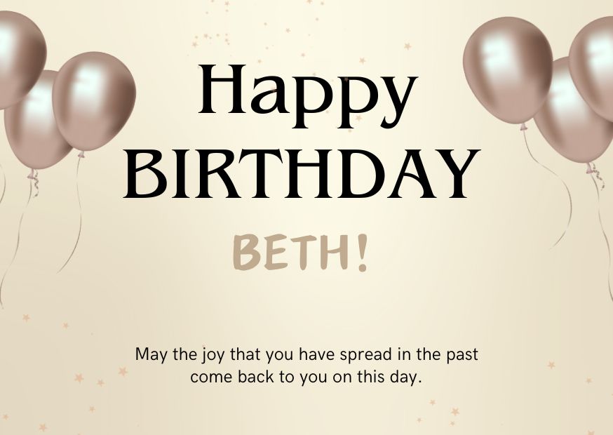 An image wishing Beth happy birthday