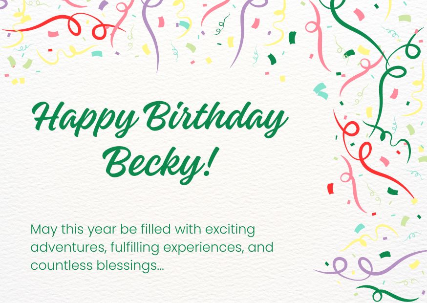 An image wishing Becky a happy birthday