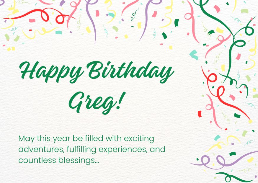 An image wishing Greg a happy birthday