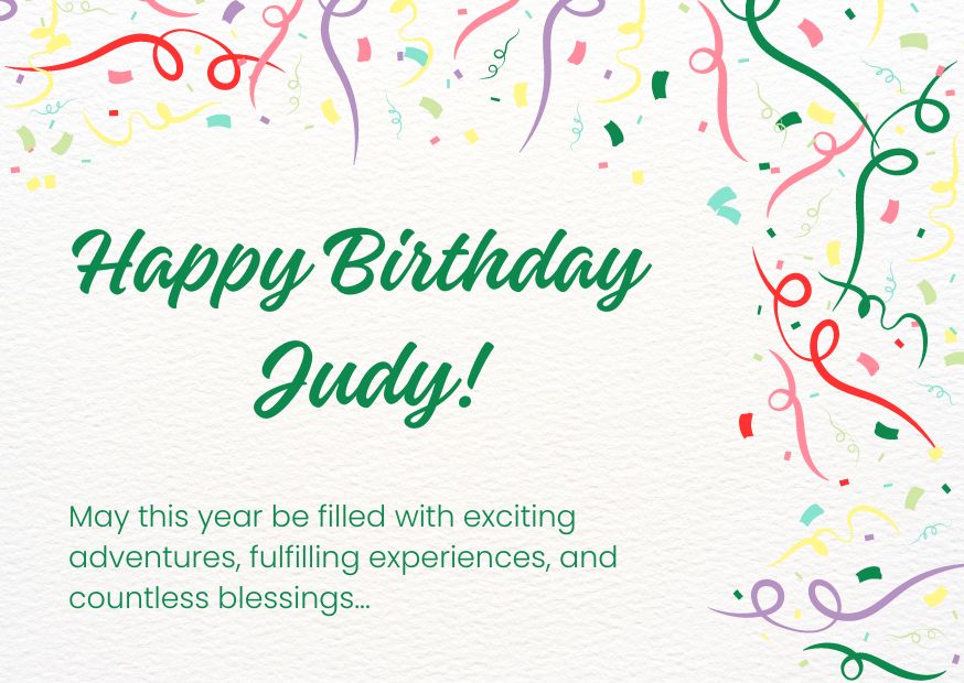 An image wishing Judy a happy birthday