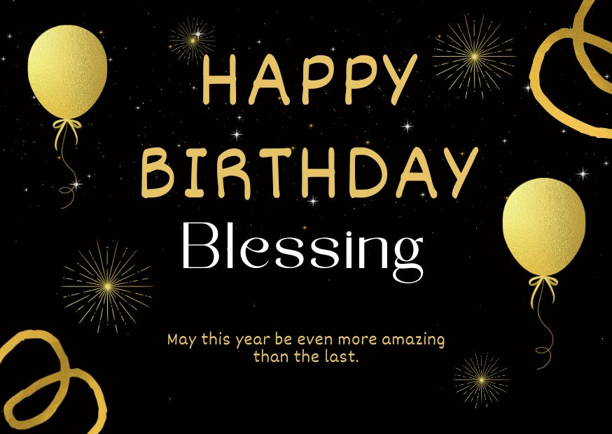 Beautifully Designed Happy Birthday Blessing Image and wish with a yellow balloon