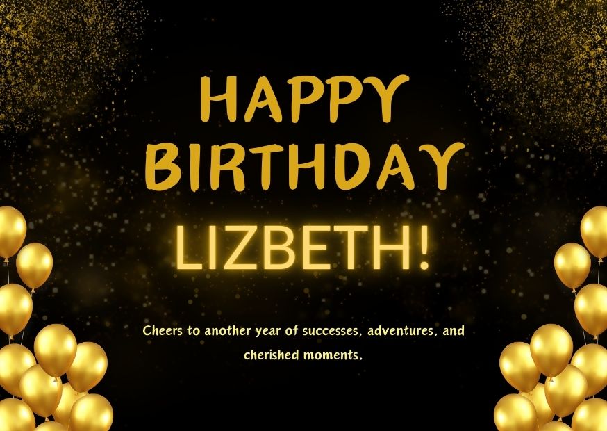 Beautifully Designed Happy Birthday Lizbeth image with Yellow Baloons