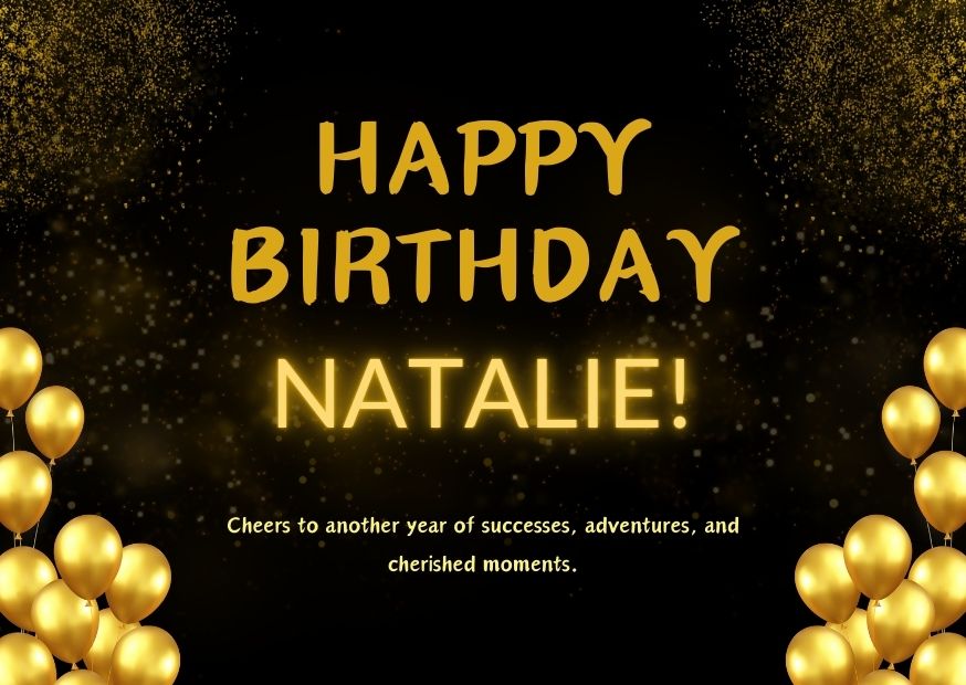 Beautifully Designed Happy Birthday Natalie image with Yellow Baloons