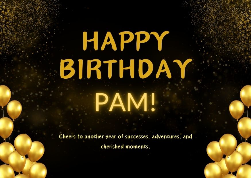 Beautifully Designed Happy Birthday Pam image with Yellow Baloons