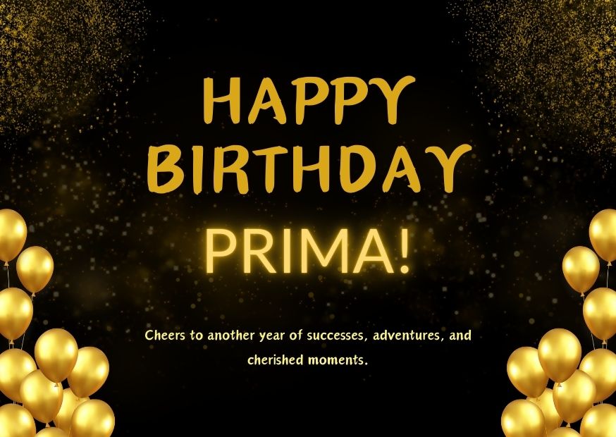 Beautifully Designed Happy Birthday Prima image with Yellow Baloons