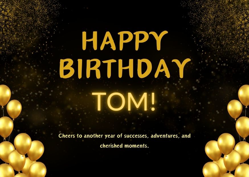 Beautifully Designed Happy Birthday Tom image with Yellow Baloons