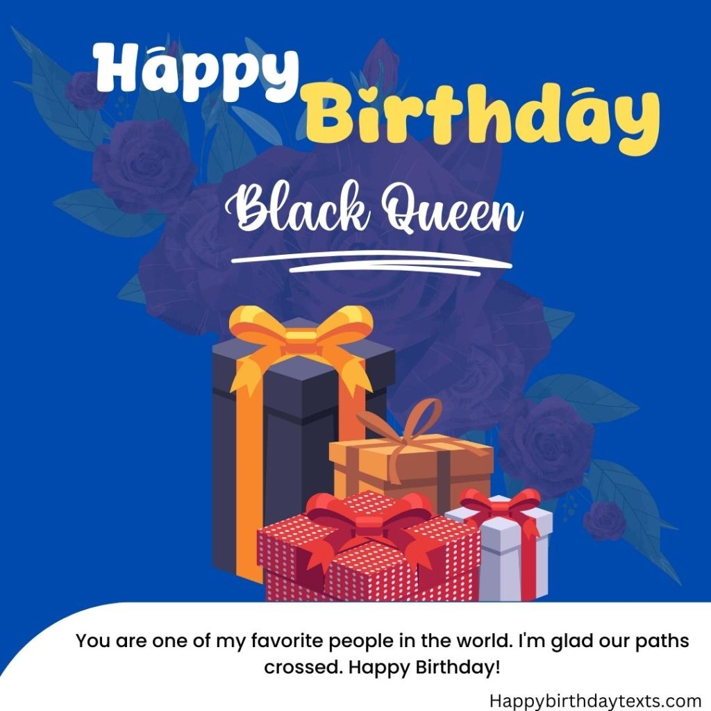 Happy Birthday Black Queen Image with Gifts