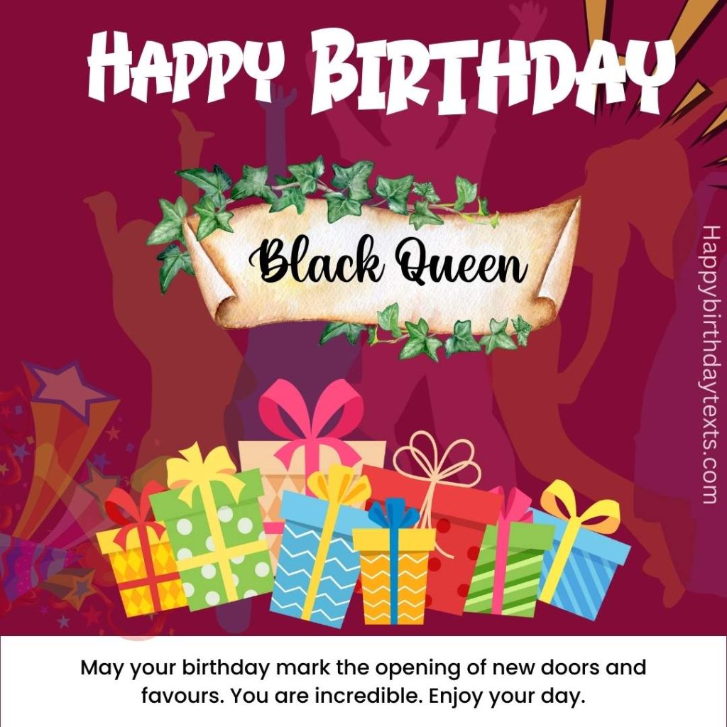 Happy Birthday Black Queen Image with a red background