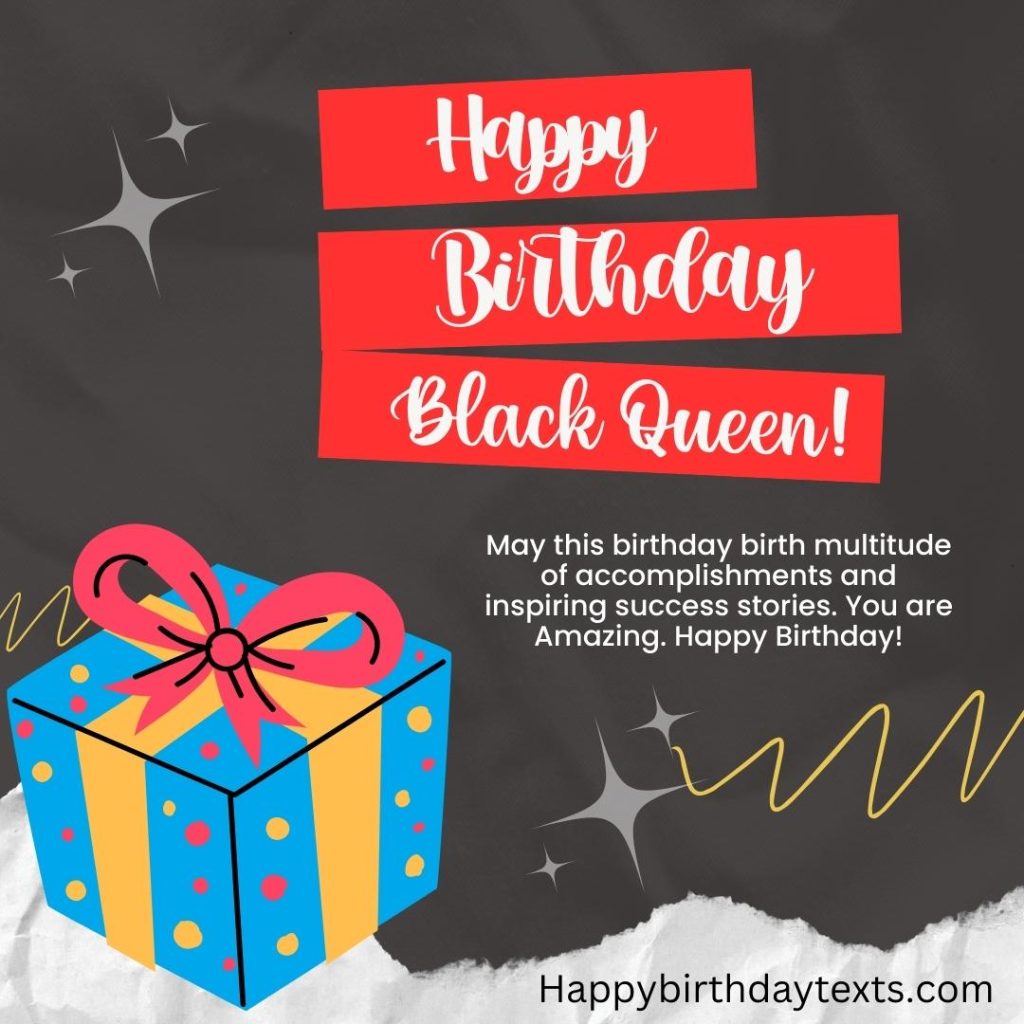 Happy Birthday Black Queen image with a birthday gift