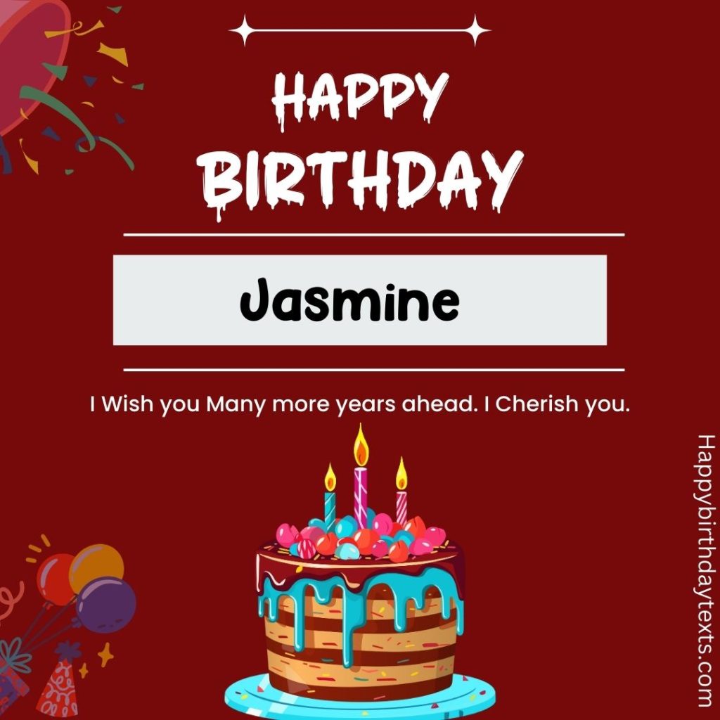 A colorful image celebrating Jasmine's birthday