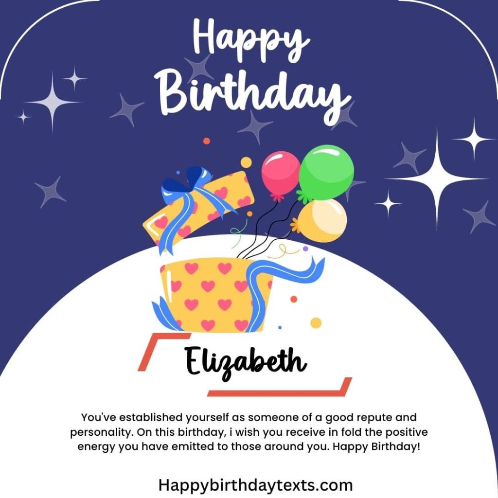 Beautifully Designed image to wish Elizabeth a happy Birthday